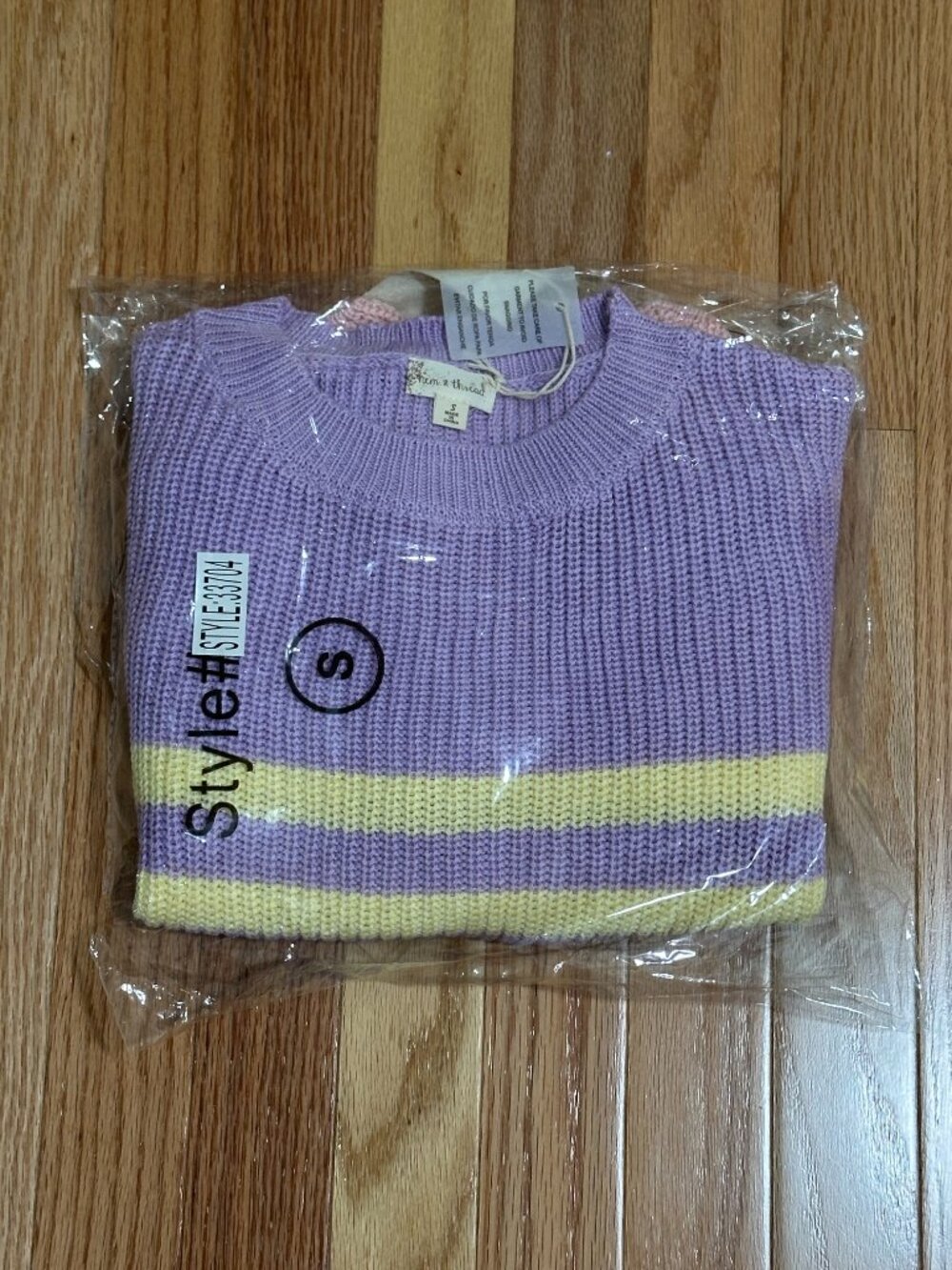 Pastel Striped Oversized Boxy Knit Crewneck Sweater S - Picture 4 of 4